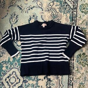 Philosophy Navy and White Striped Crew Neck Sweater